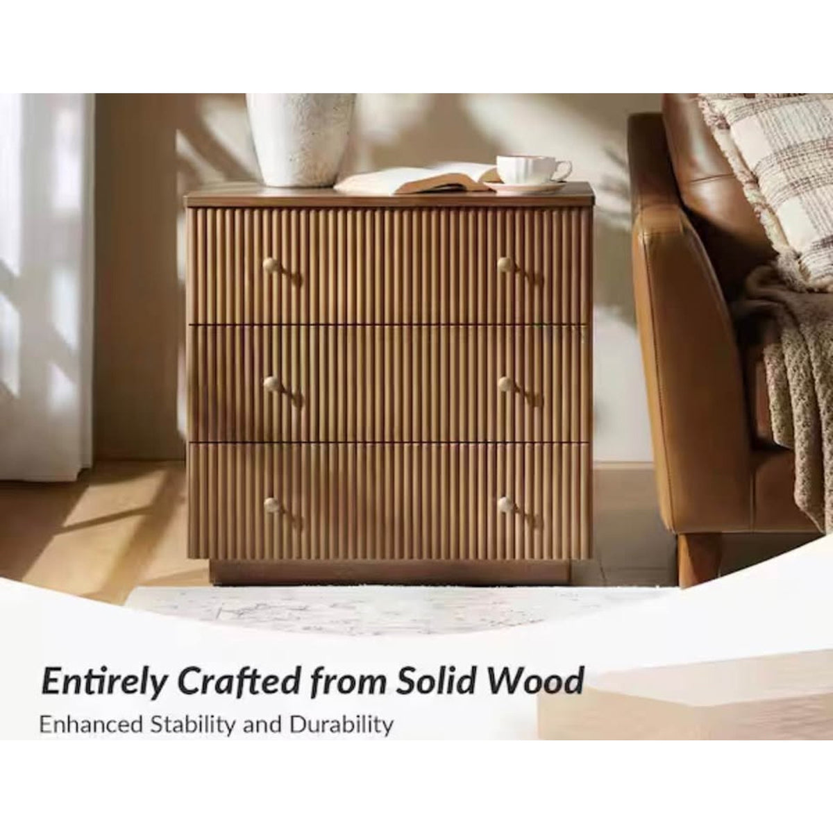 3-Drawer Nightstand - New open box - $469 Retail Solid Wood with Charging Station - Delivery