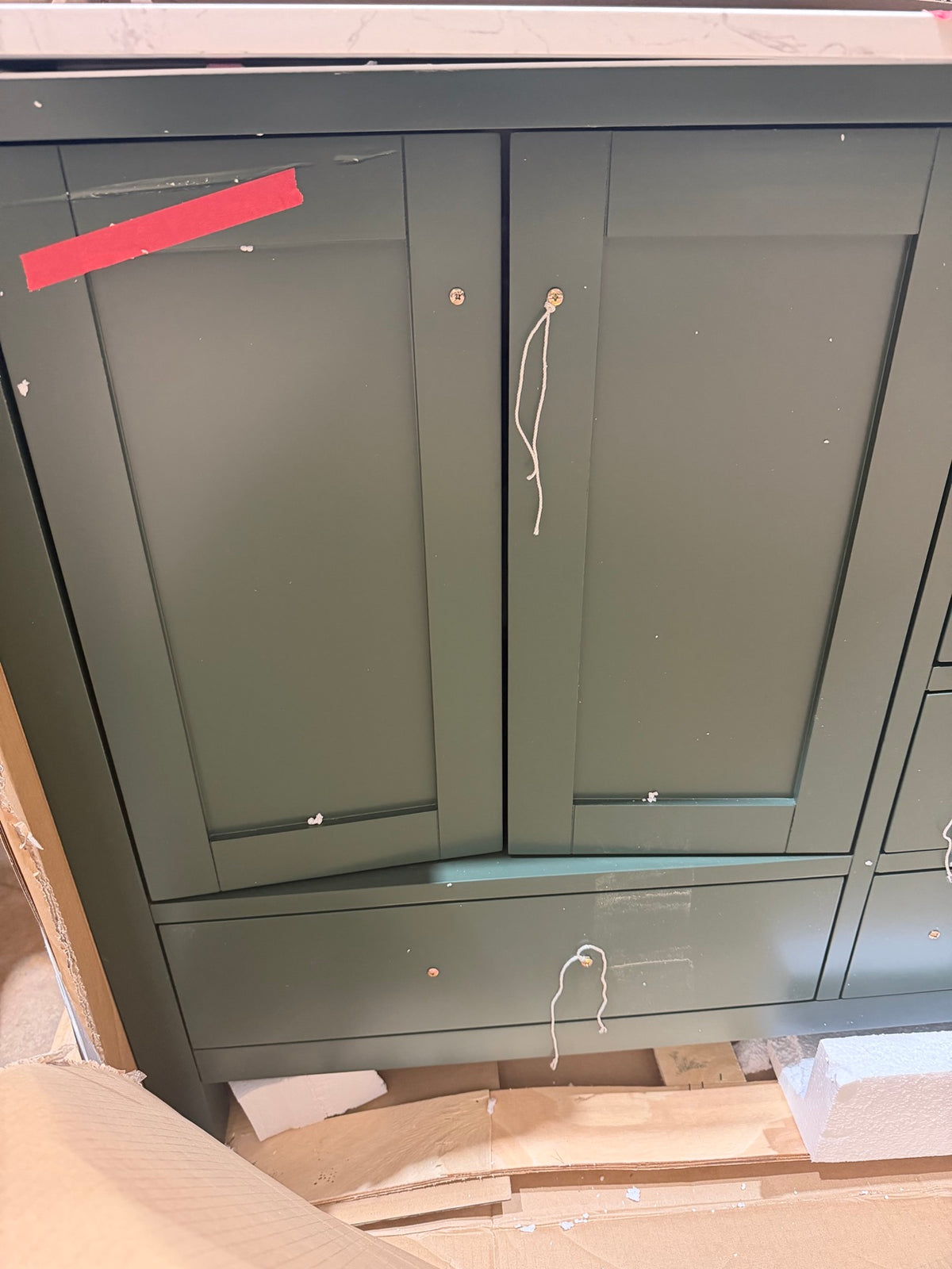 60″ Double-Sink Bathroom Vanity BASE ONLY – Vintage Green – Contractor Special – Delivery Available