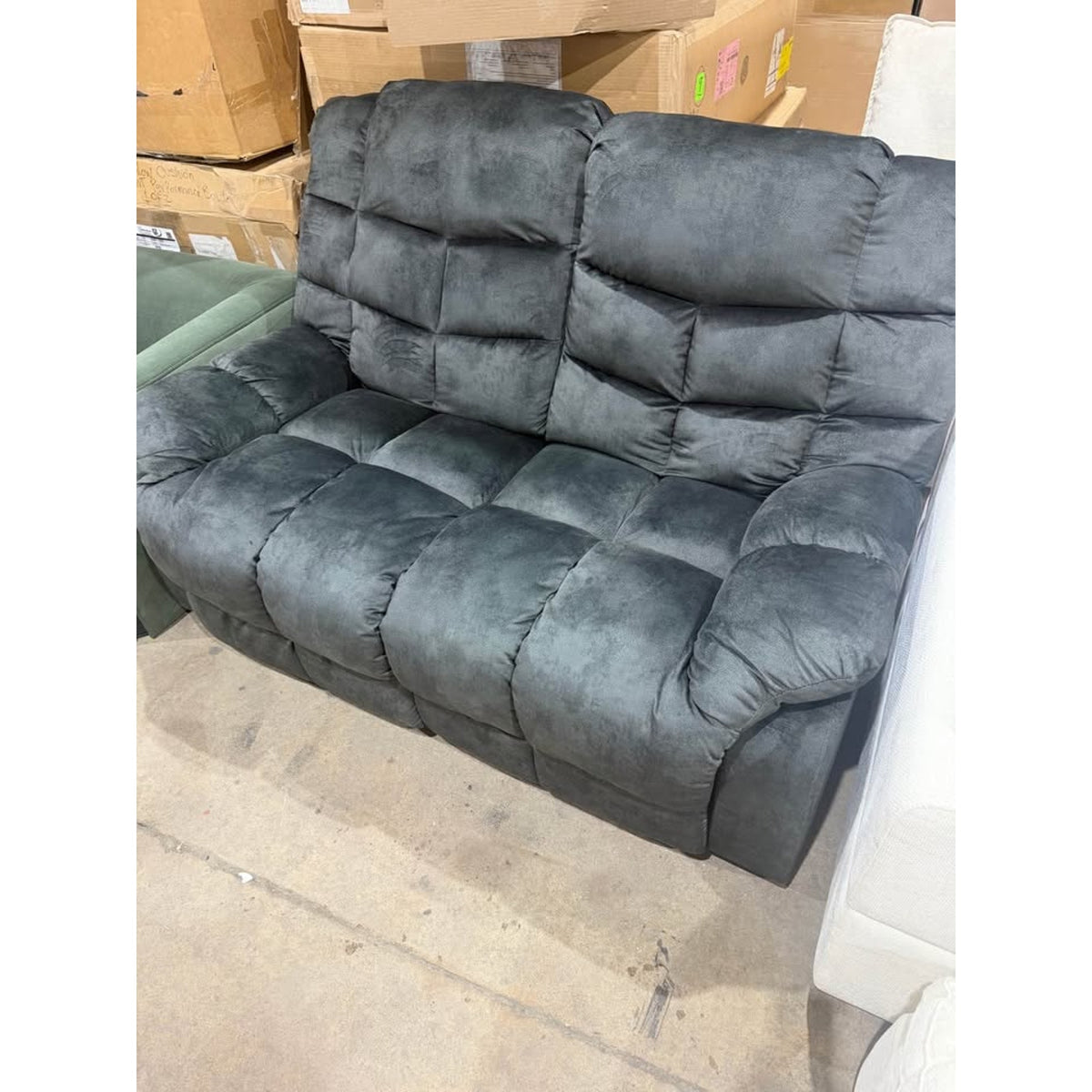 Charcoal Microfiber Reclining Loveseat - New Open Box - 1 side working - delivery available