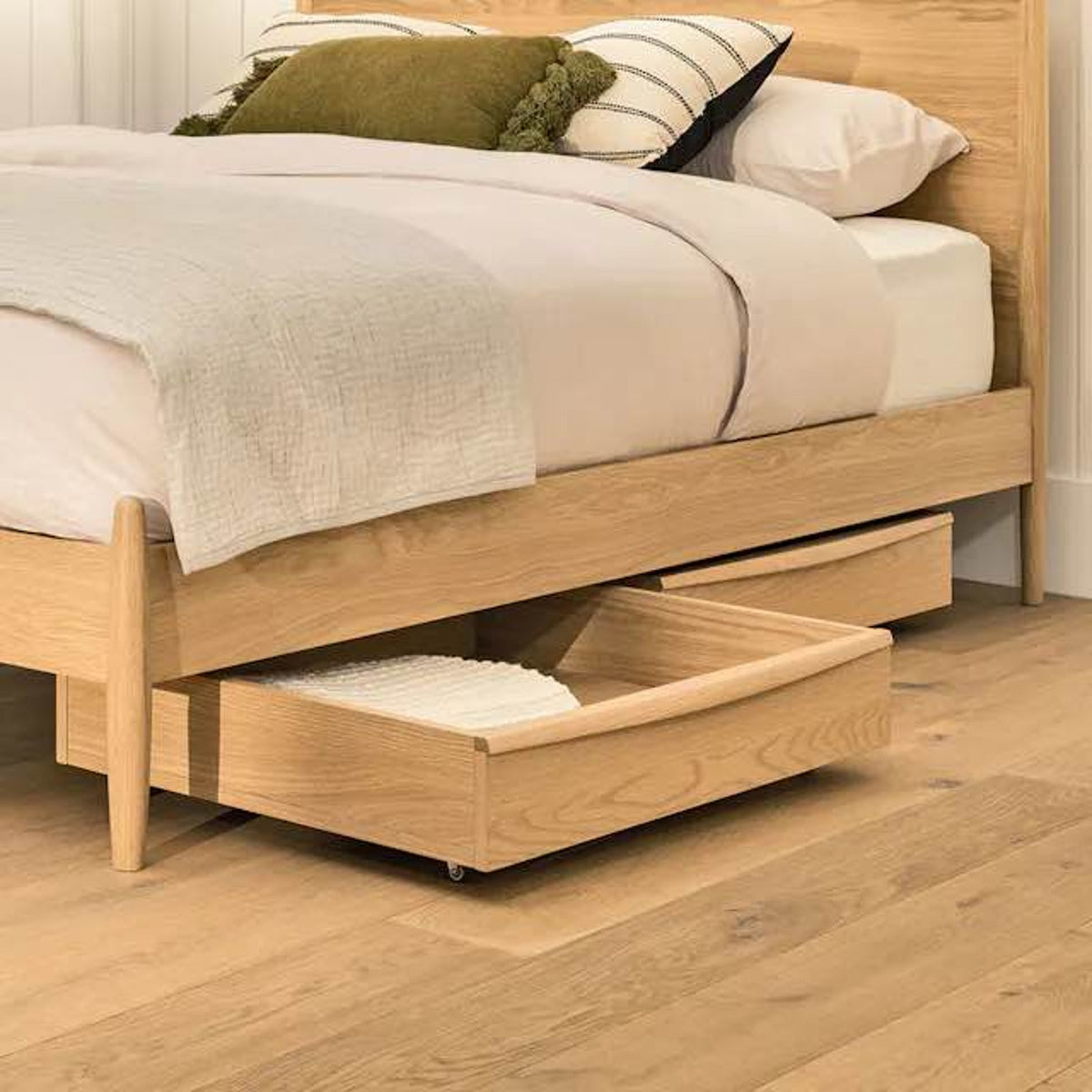 Article | Queen Panel Bed + Underbed Storage Bundle | Lenia - White Oak | $1500 - Delivery Available