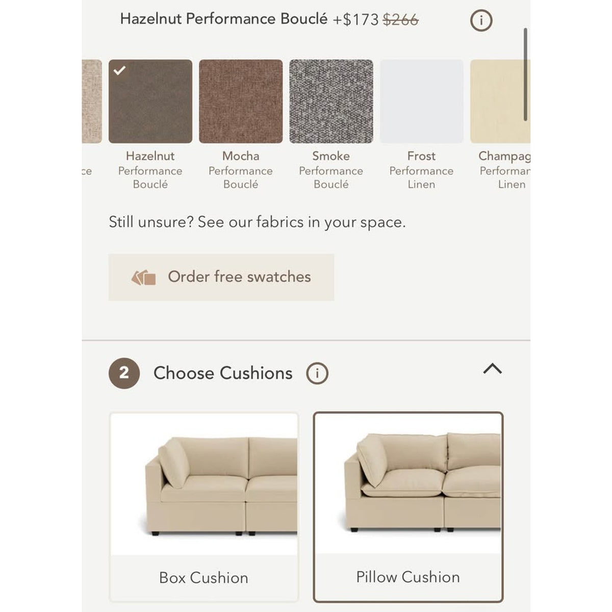 Albany Park Kova Pillow Cushion Sofa | Hazelnut Performance Bouclé | 86” Delivery Available