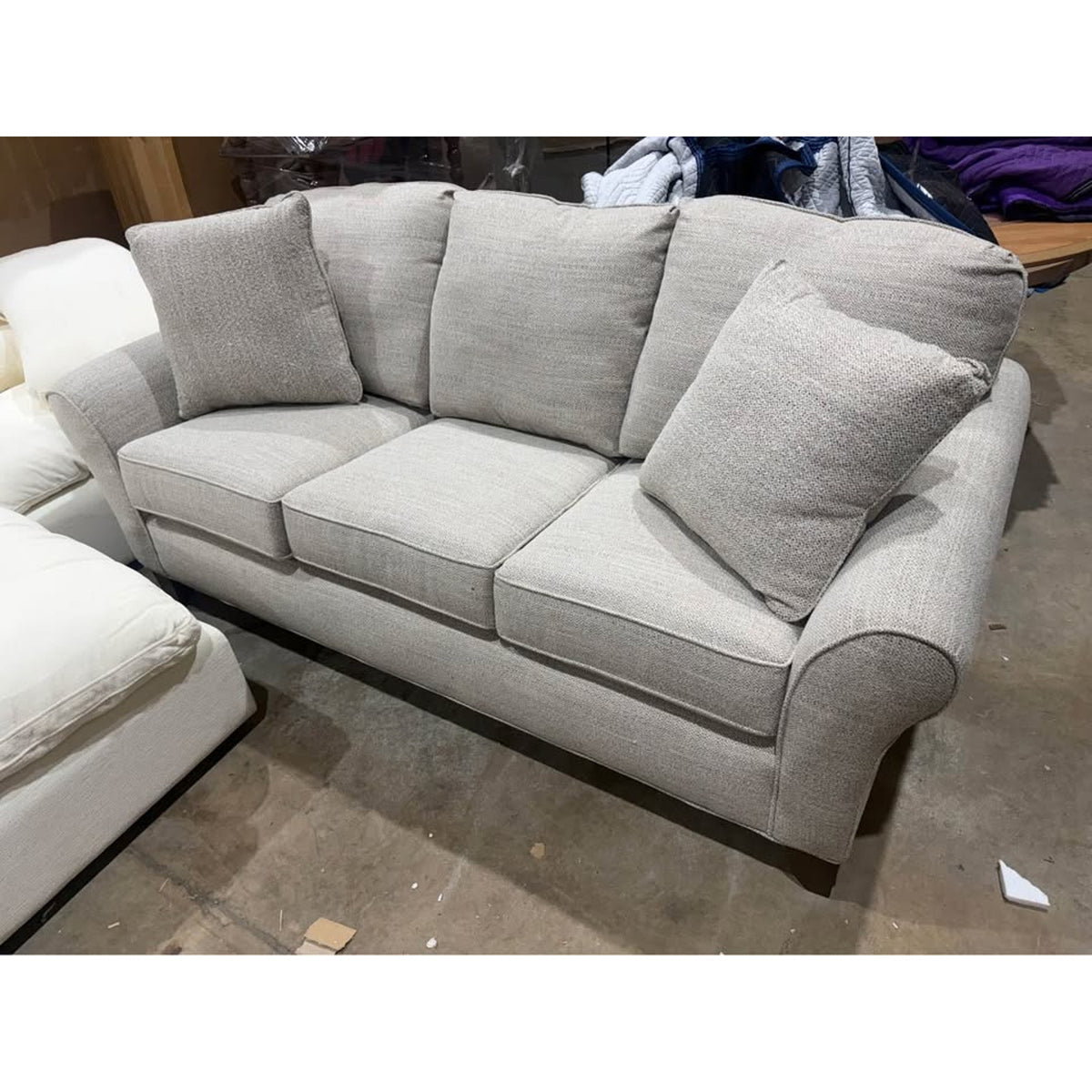 New Craftmaster Upholstered Sofa – Neutral Beige Textured Fabric | Made in USA Delivery Available