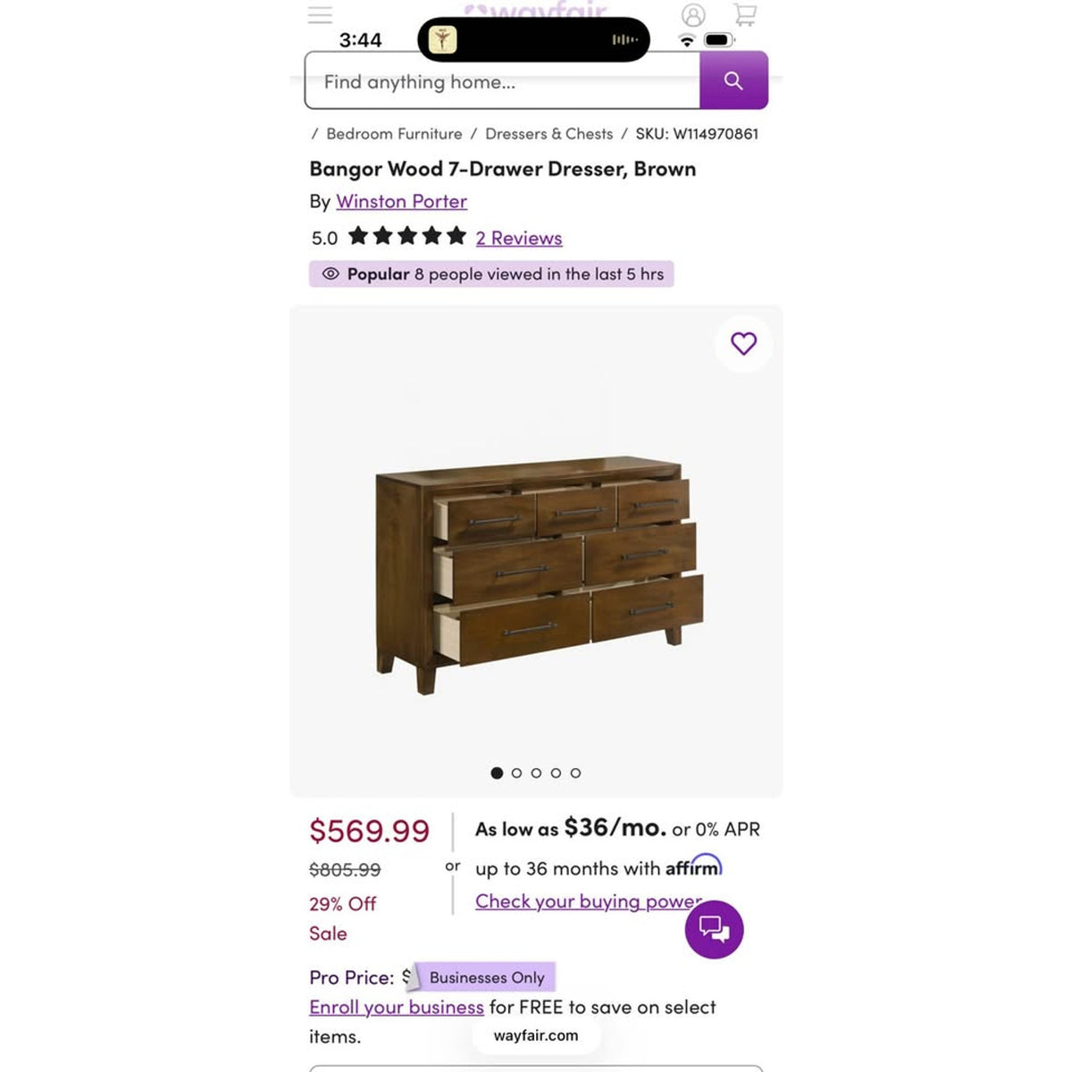 New 7 Drawer Walnut Dresser - $800 Retail “open box” Delivery Available