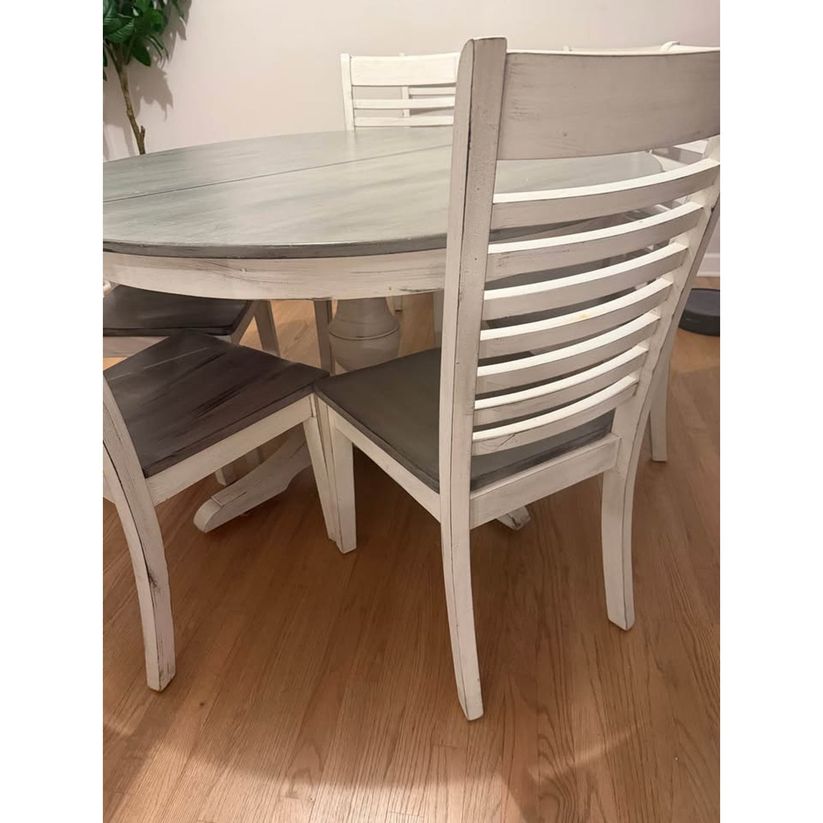 9-Piece Solid Wood Extendable Dining Set – 52” Pedestal Table + 8 Chairs - Delivery Available