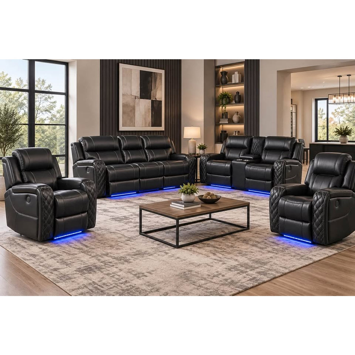 Black 4-Piece Power Reclining Living Room Set – $3,000+ Retail Value – Delivery Available