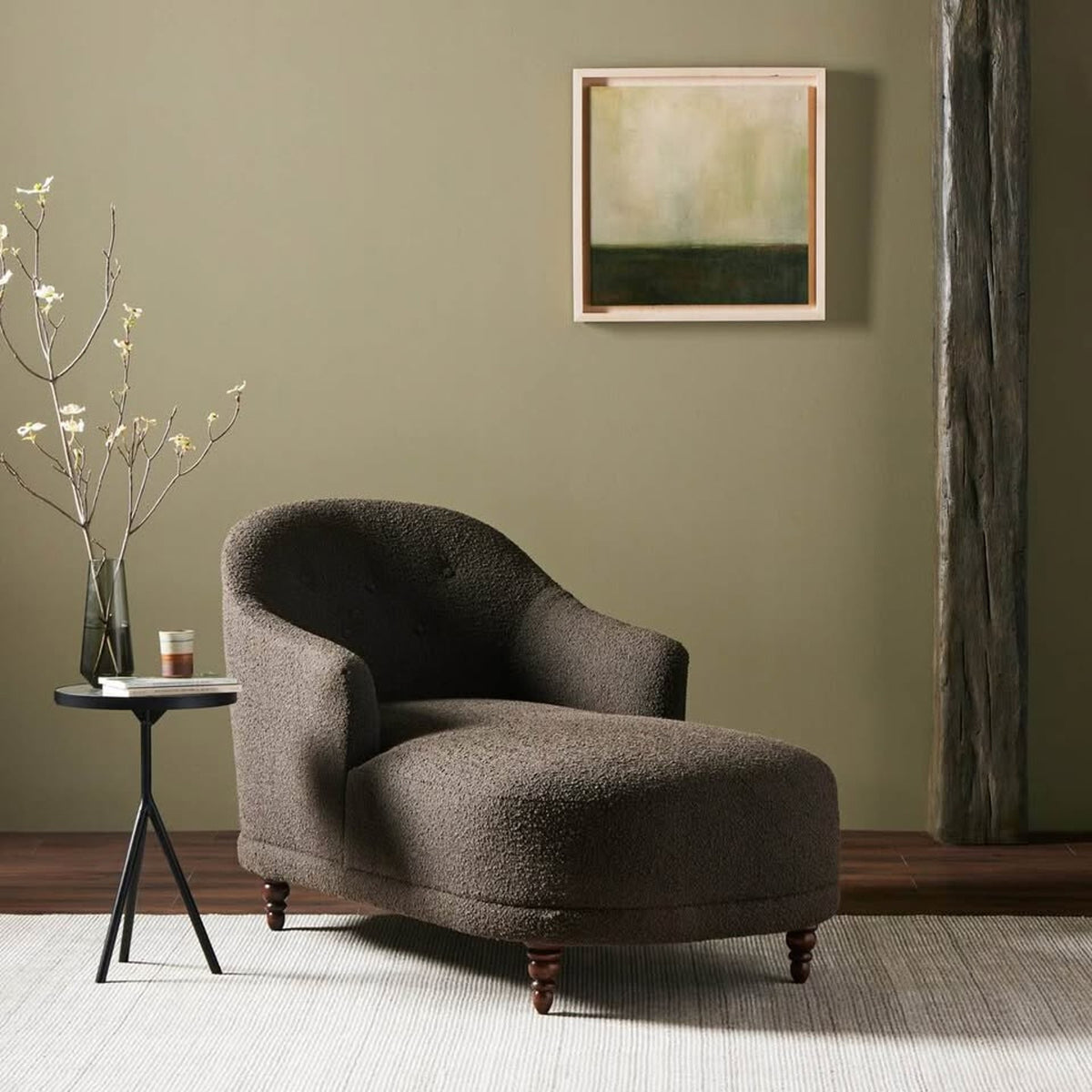 New Four Hands Chaise Lounge – $1,999 Retail – Grey Boucle - Open Box – Delivery Available
