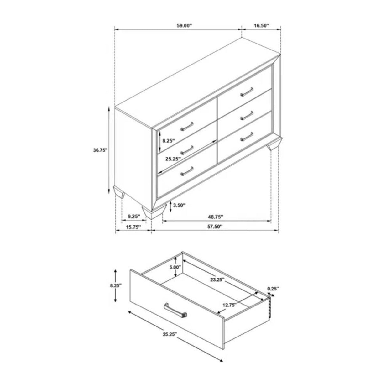 New 59” Dark Brown 6 Drawer Dresser - $579 Retail “open box” - Delivery Available