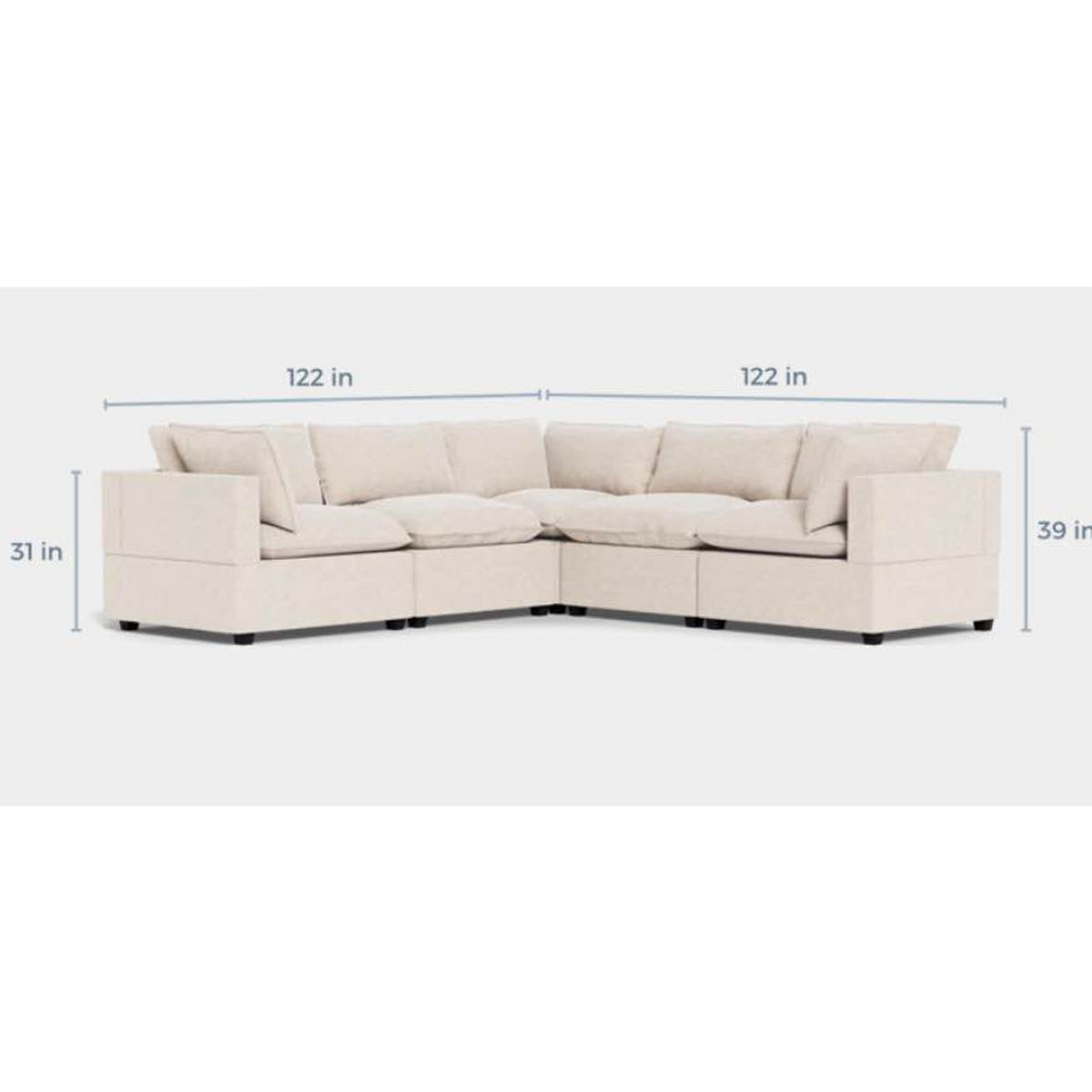Albany Park Kova Pillow Cushion Corner Sectional – Modular Deep Seat Sofa - Delivery Available