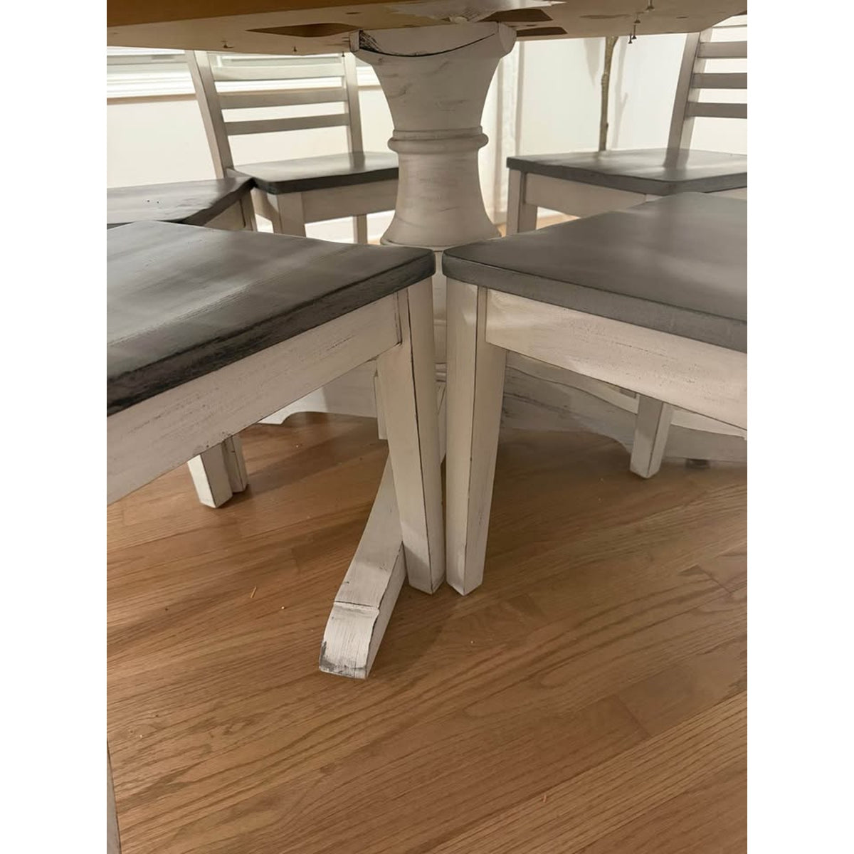9-Piece Solid Wood Extendable Dining Set – 52” Pedestal Table + 8 Chairs - Delivery Available