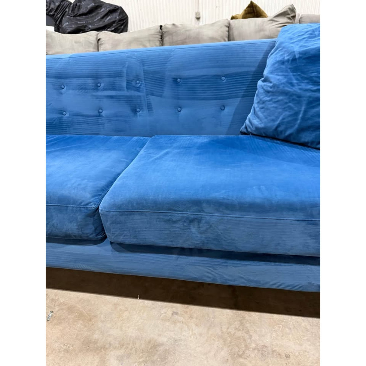 Blue Velvet Macys Sofa Couch - Shampooed & Cleaned - Stylish Color - Comfy - Delivery Available