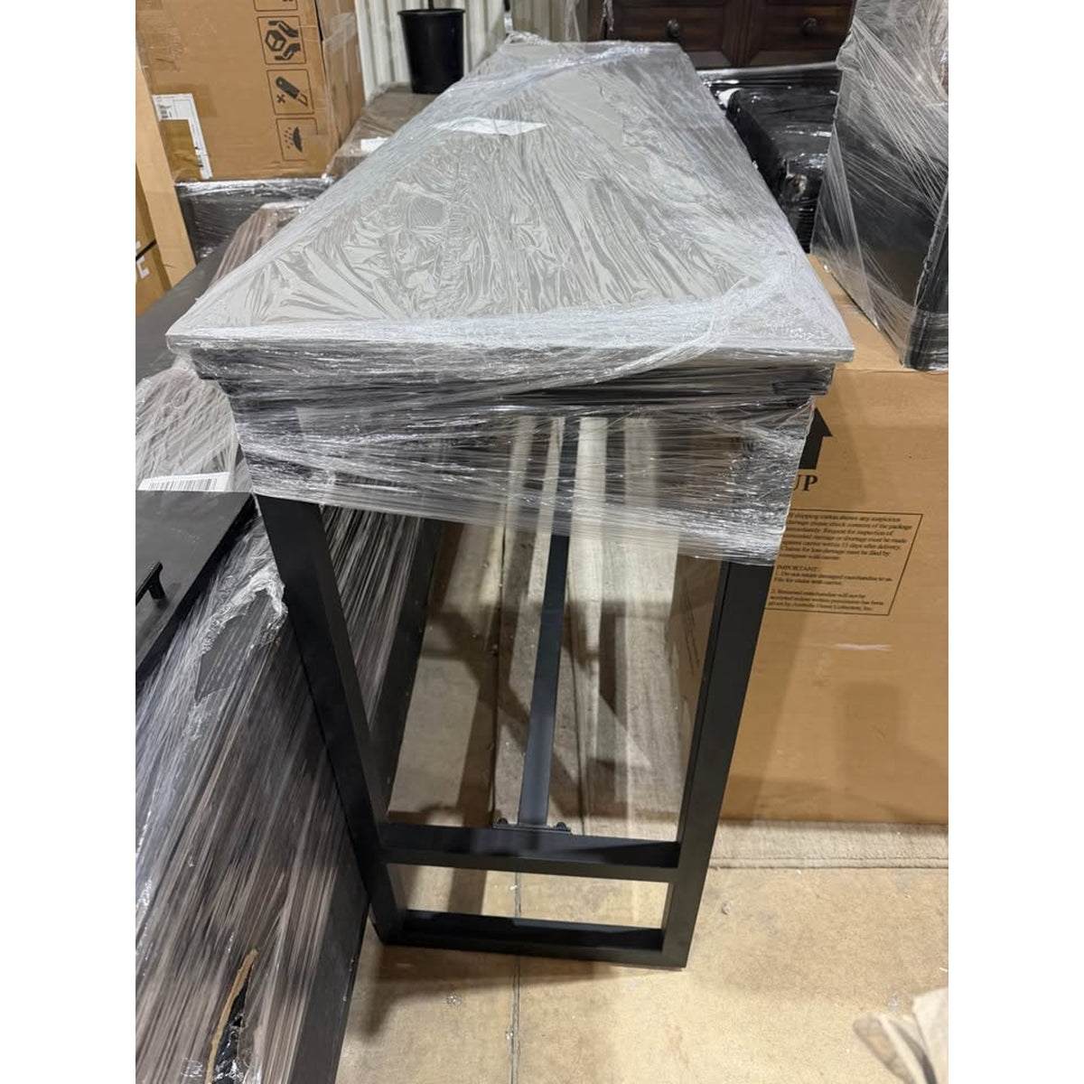 New Slate Bar Table 86” Black Metal Base & Gray Slate Top $1499 Retail “open box” Delivery Available