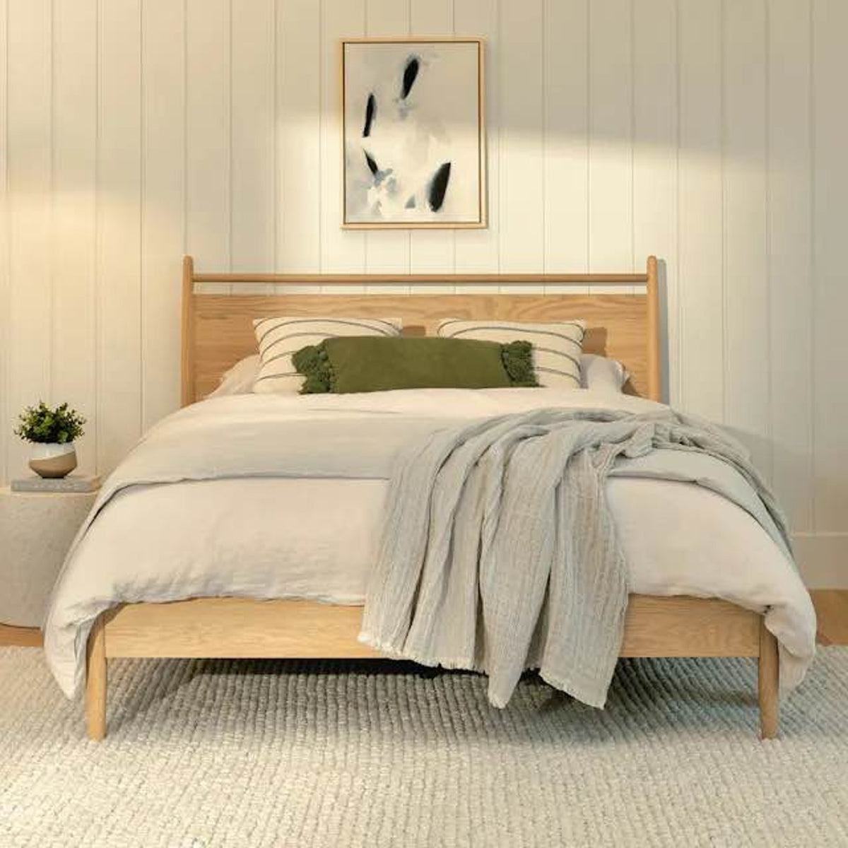 Article | Queen Panel Bed + Underbed Storage Bundle | Lenia - White Oak | $1500 - Delivery Available