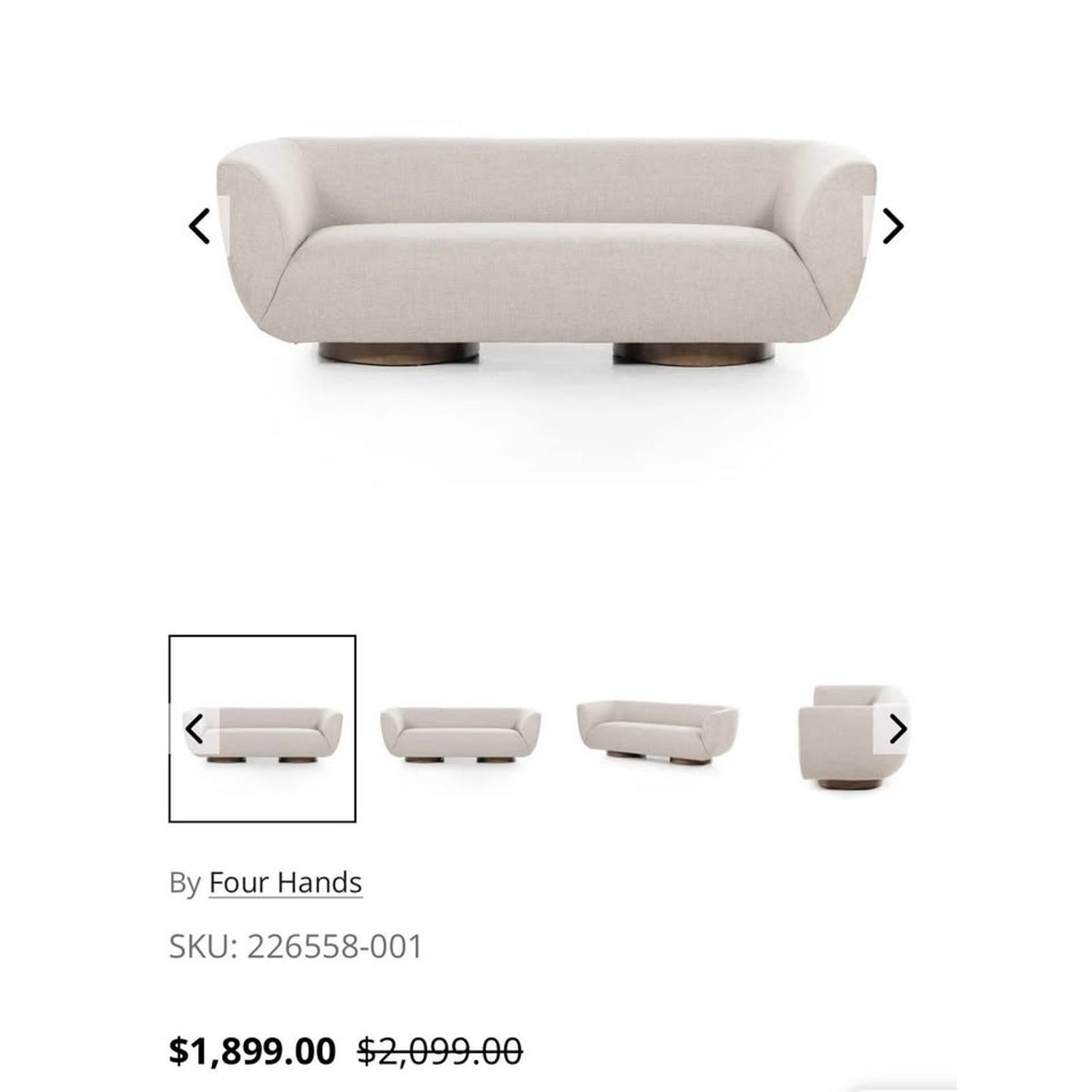 Four Hands Sabine 87” Sofa – Gibson Taupe | RETAIL $1,899 | DELIVERY AVAILABLE