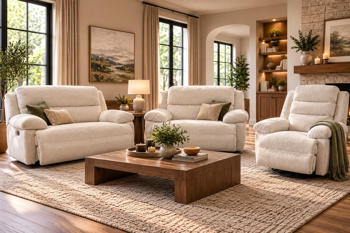Oversized 3-Piece Plush Reclining Living Room Set – Delivery Available