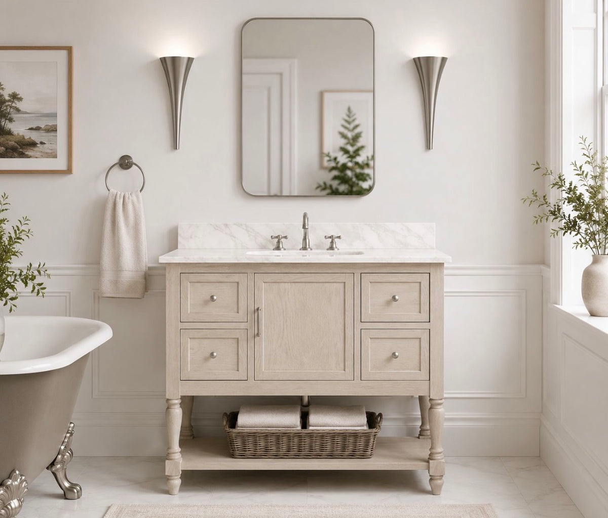 New 42” Weathered Oak Bathroom Vanity | $1200+ Retail “open box” Delivery Available