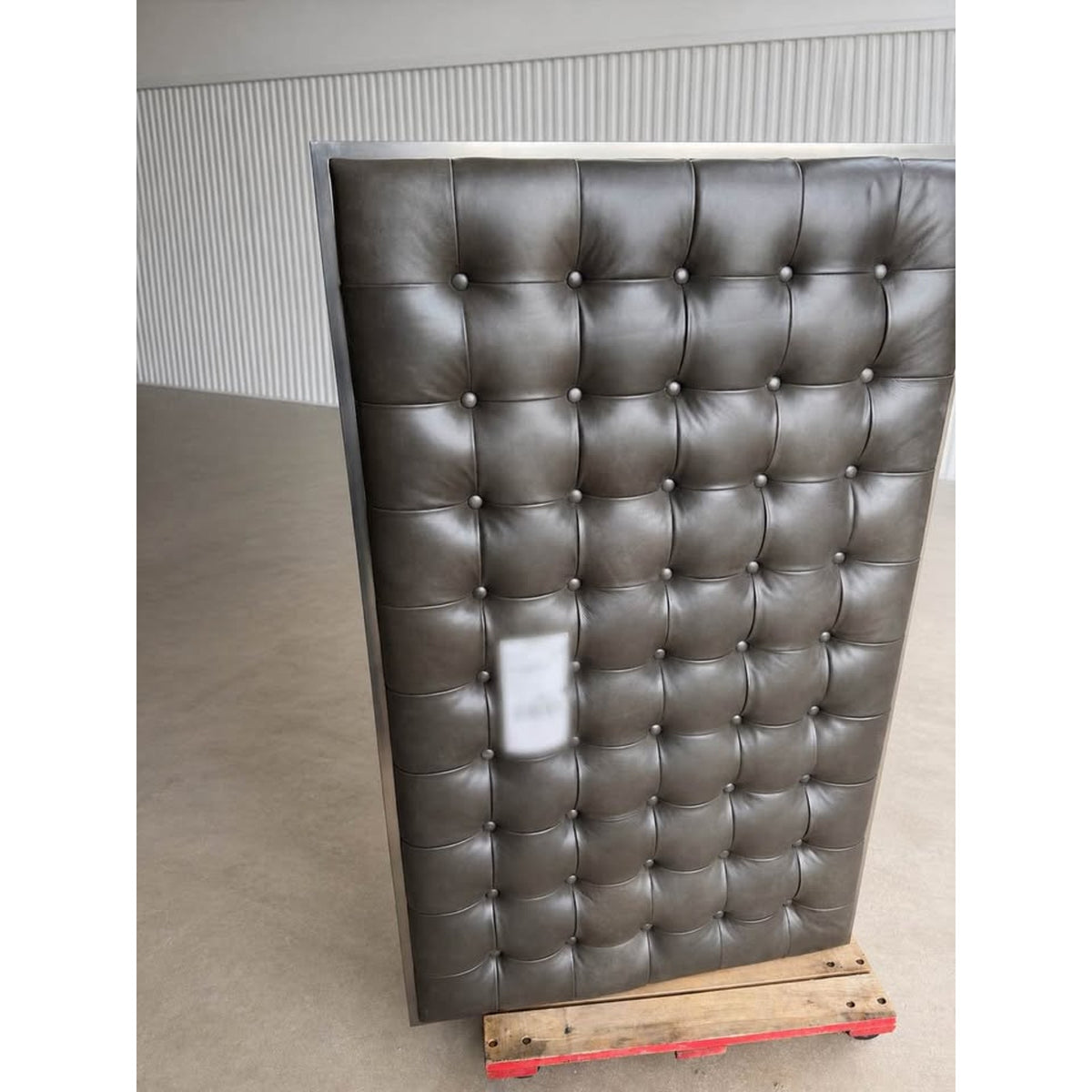 Designer Ottoman 58”x35” Leather Top & Iron Base $2369 Retail “open box” Delivery Available