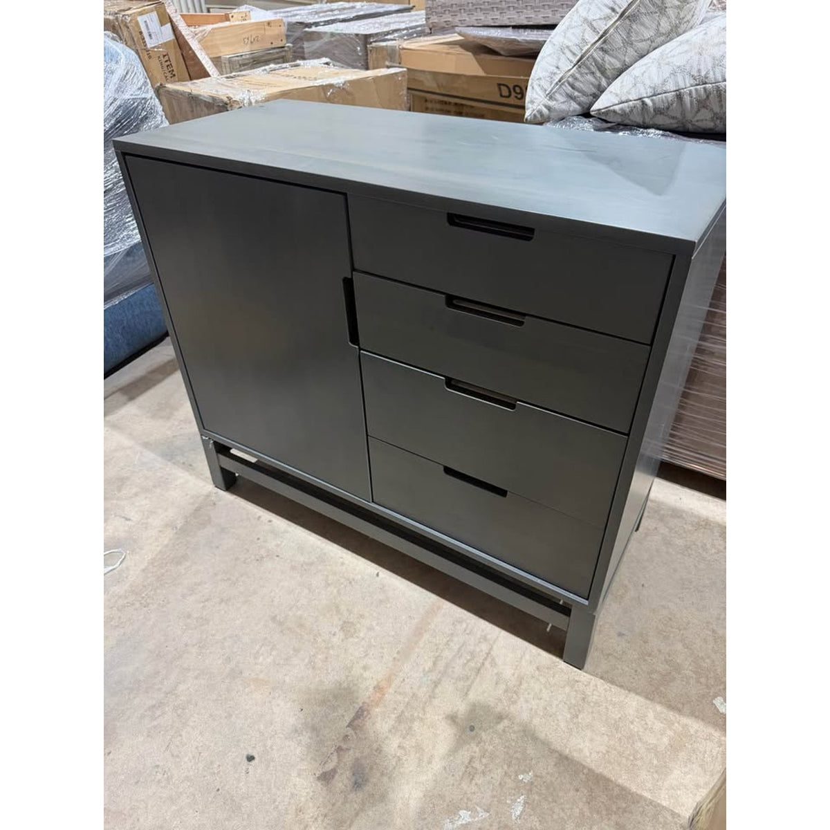 Modern Solid Wood Server Cabinet – Charcoal Gray | New Open Box $3300 Retail Delivery Available