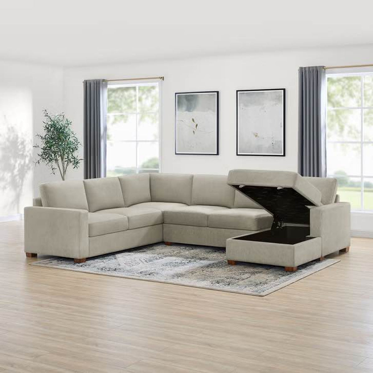 Thomasville Glenn Fabric Sectional w/ Storage Chaise – $1,999 Retail – Delivery Available