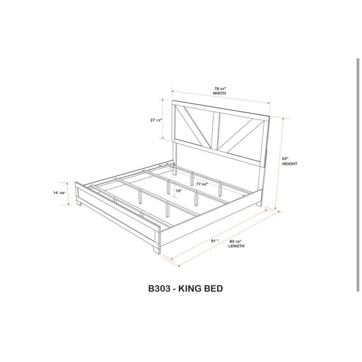 New King Farmhouse Wood Panel Bed – Antique Natural – Retail $485 – Delivery Available