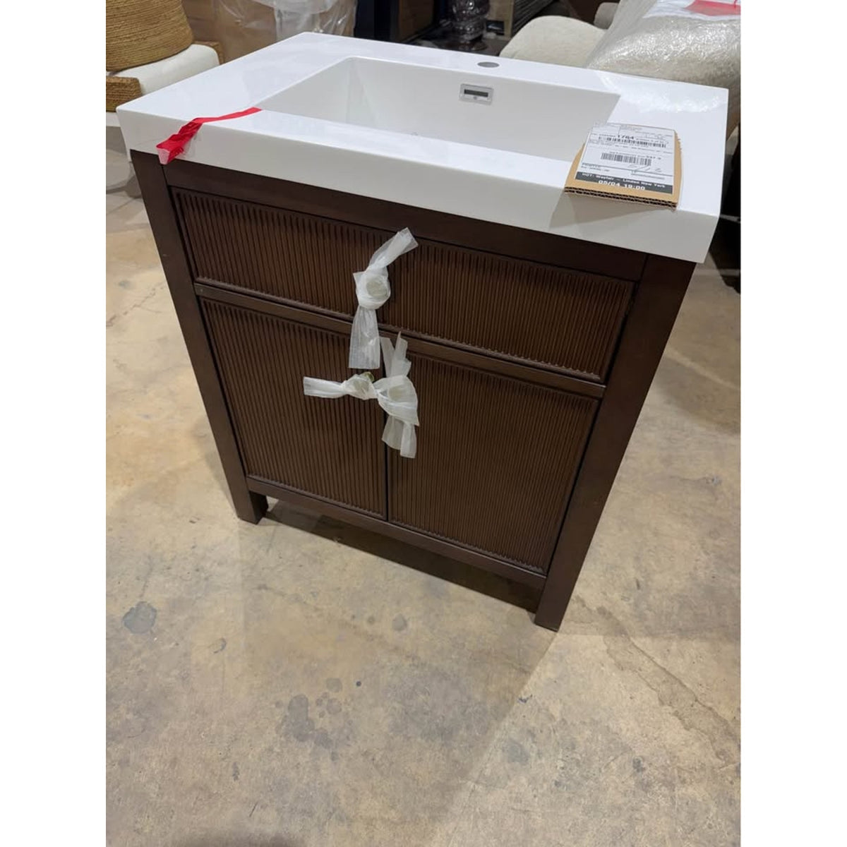 30” Bathroom Vanity - Cracked Top - $1,000 Retail Birch Lane - Dark Wood Base - Delivery Available