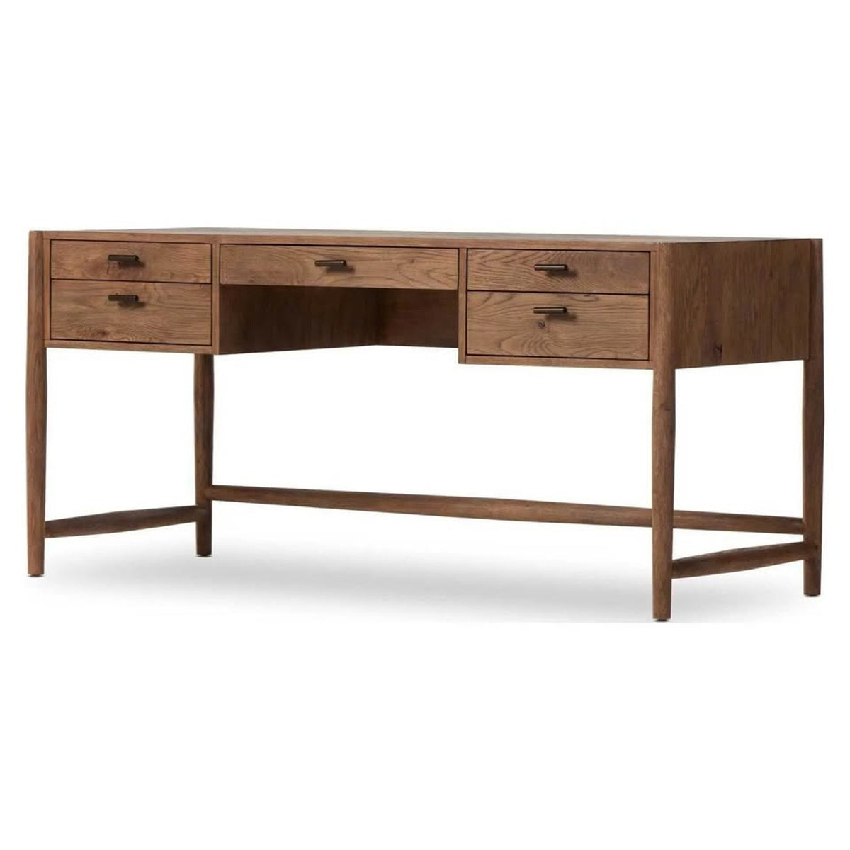 Four Hands Glenview Solid Wood Writing Desk – Weathered Oak Executive Office Desk