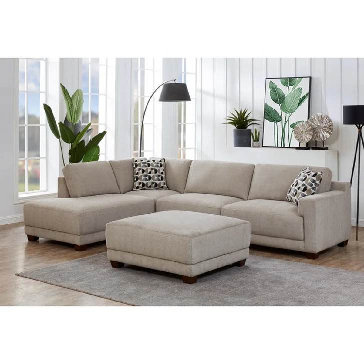 Costco Raylin Fabric Sectional with Ottoman | Light Gray Chaise Sectional Sofa Delivery Available