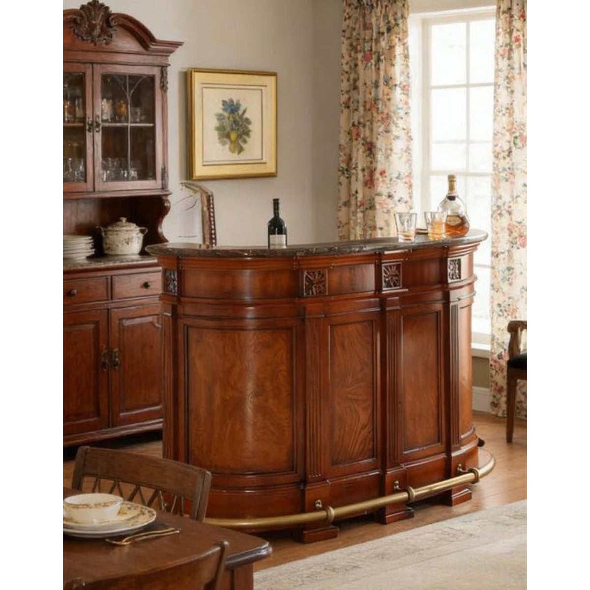 New Vintage Style Home Bar with Marble Top – $2,399 Retail – Delivery Available