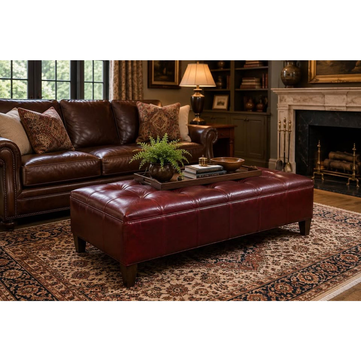 Old Hickory Tannery 456-00 Leather Cocktail Ottoman – Made in USA – Delivery Available
