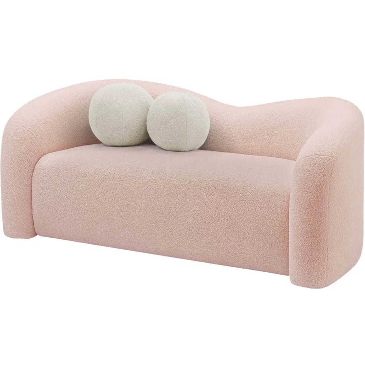 New 62” Curved Pink Teddy Bouclé Loveseat – $1,299 Retail – Delivery Available