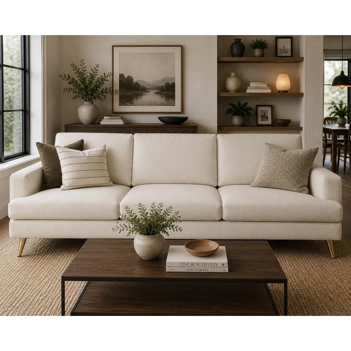 Albany Park Lido 86” Designer Sofa | Dune Performance Linen | Modern Neutral - Delivery Available