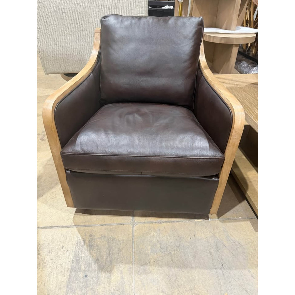 Birch Lane Grayton Genuine Leather Swivel Chair – $999 Retail – Open Box – Delivery Available
