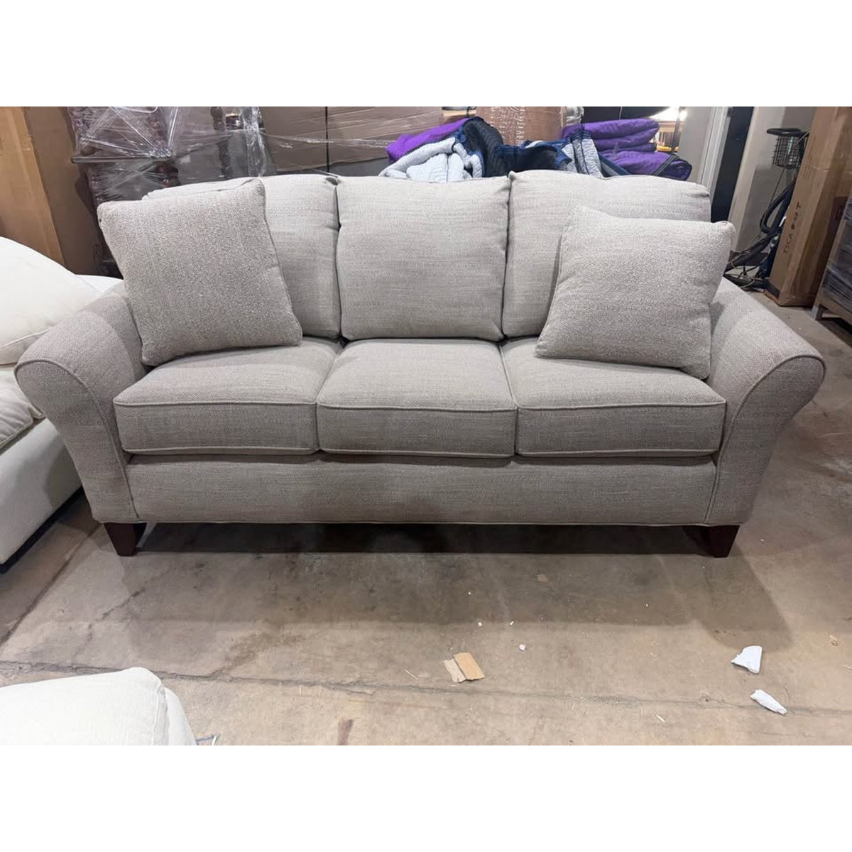 New Craftmaster Upholstered Sofa – Neutral Beige Textured Fabric | Made in USA Delivery Available