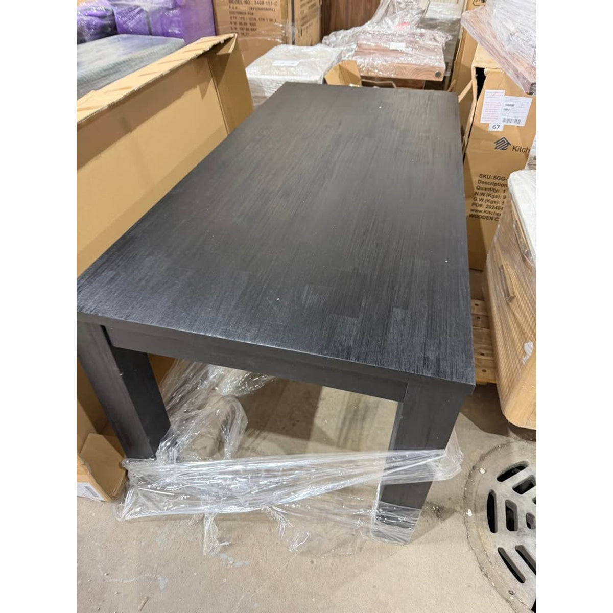 75” Solid Acacia Wood Dining Table – Brushed Black - $1,000 Retail “open Box” - Delivery Available