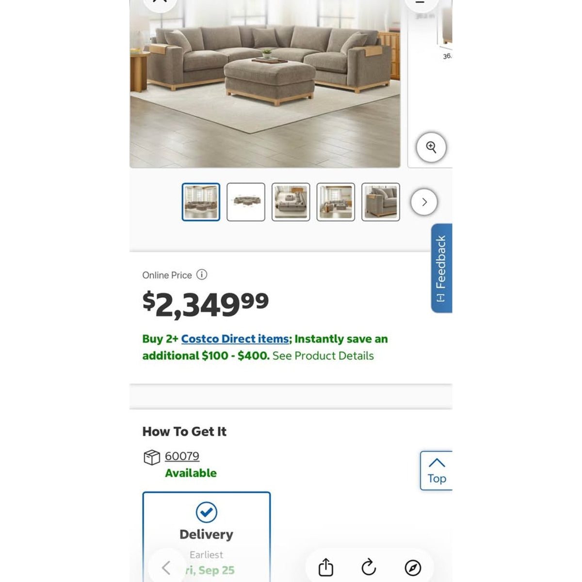 New Aiden & Ivy Hawthorne 3-Piece Sectional w/ Ottoman – Taupe | $2,349 Retail | Delivery Available