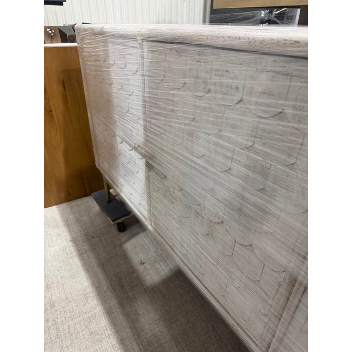 Creative Co-Op Olvan 69” Carved Wood Sideboard / Buffet Cabinet – New Open Box Delivery Available