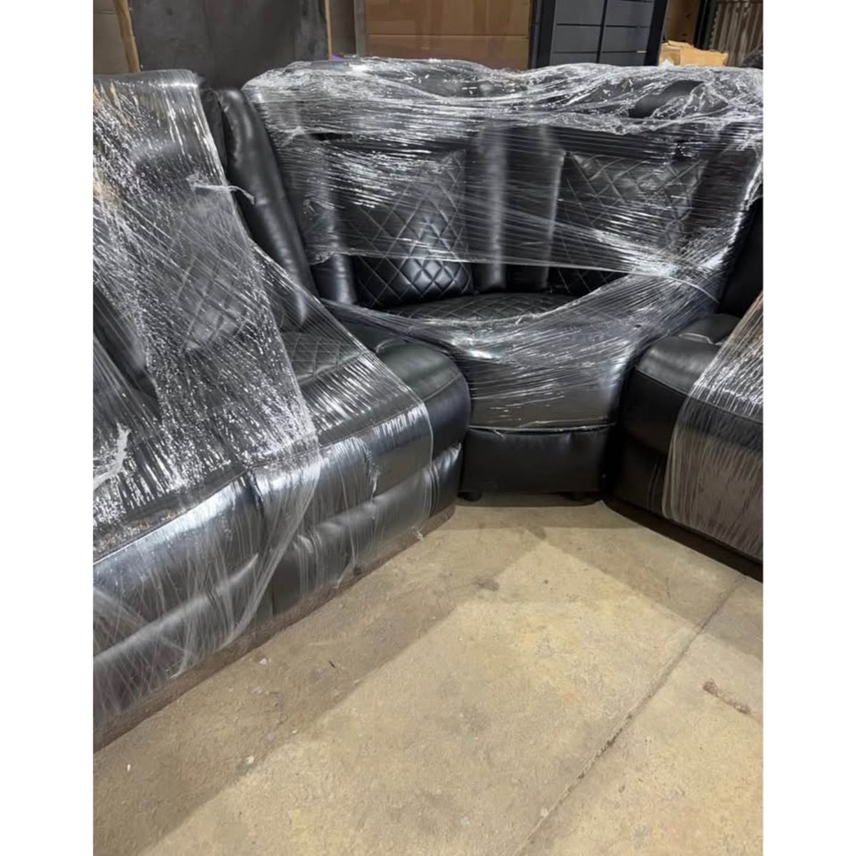 New 3-Piece Power Reclining Sectional – Black – Faux Leather Breathable Fabric - Delivery Available