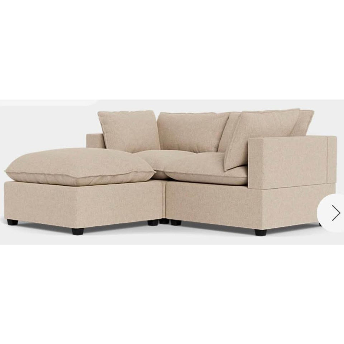 Albany Park Kova Pillow Cushion Sofa + Ottoman | Fawn Performance Bouclé | 86” Delivery Available