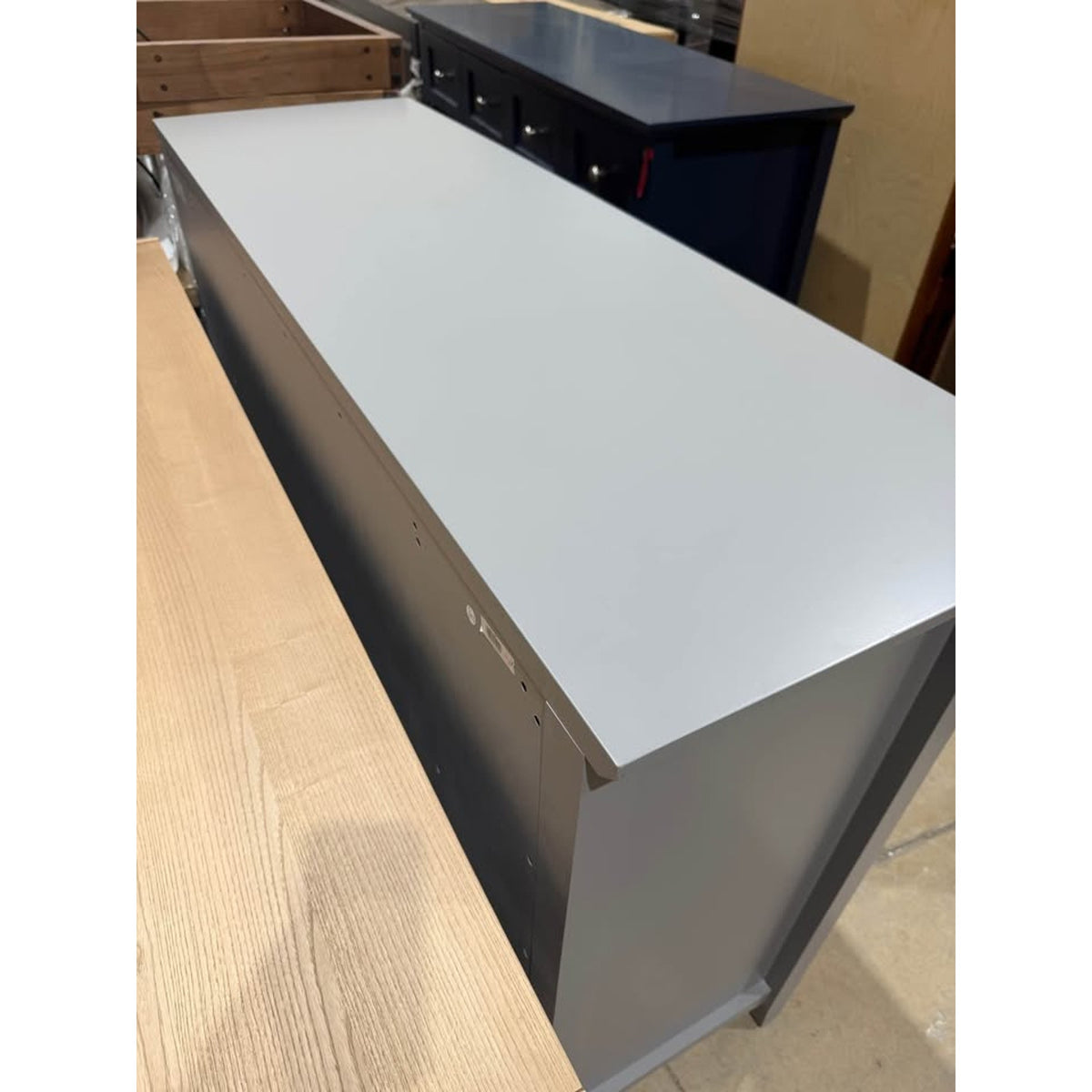 60” Gray 8-Drawer Solid Wood Dresser – New Open Box