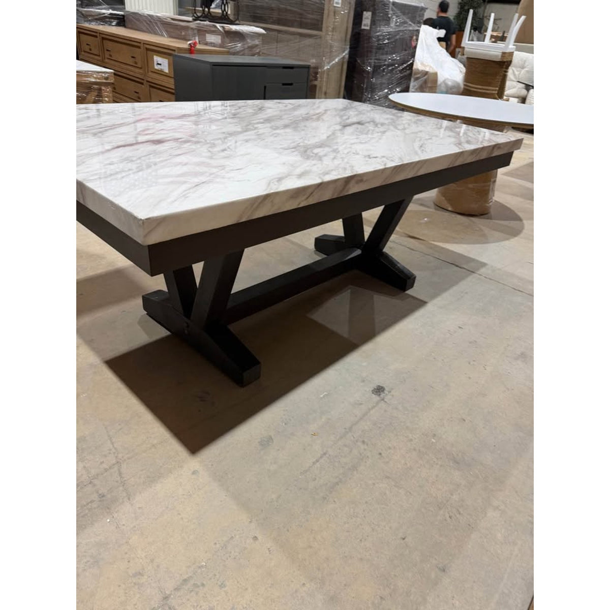 Modern Faux Marble Dining Table | 72” x 42” | Seats 6 | New Open Box - Delivery Available