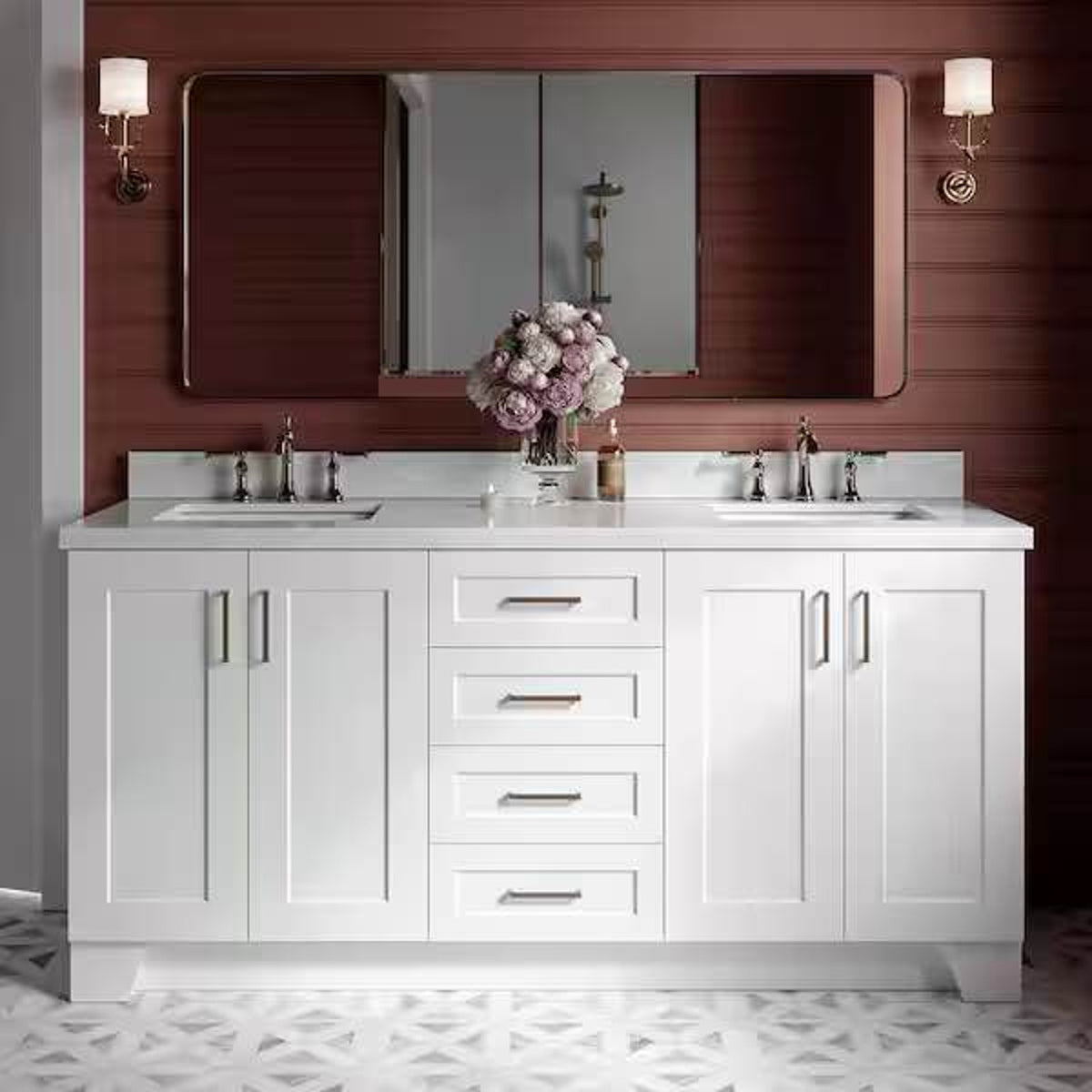 New 72” Double Sink Bathroom Vanity –White Base $2,289 Retail – Open Box – Delivery Available
