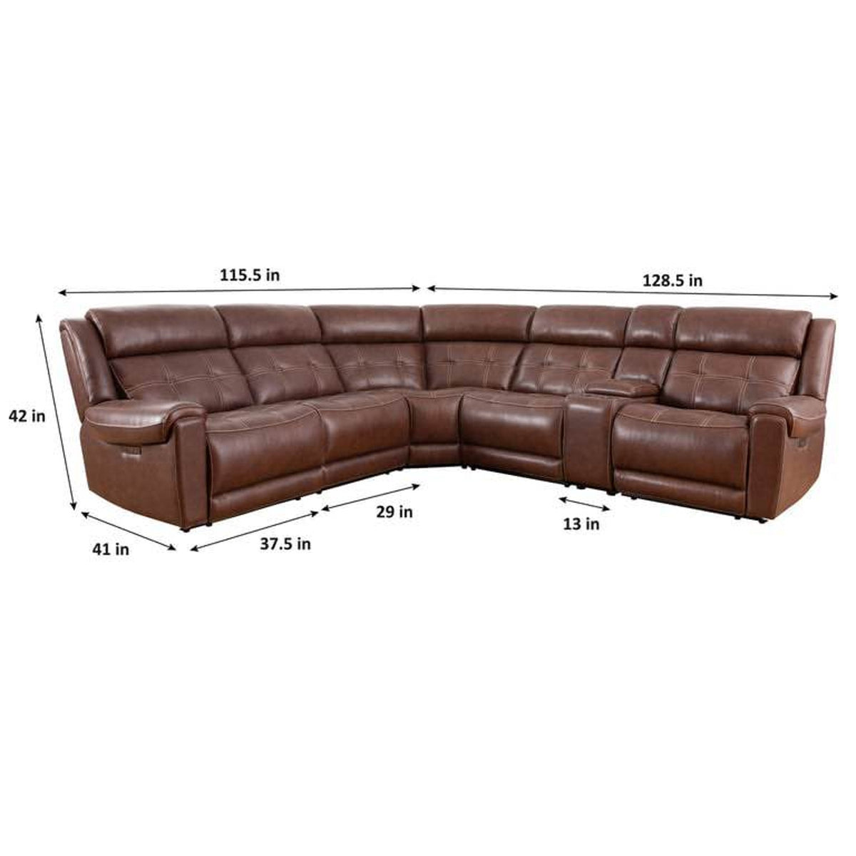 New open-box Concord Leather Reclining Sectional in Brown $3,499 Retail - Delivery Available