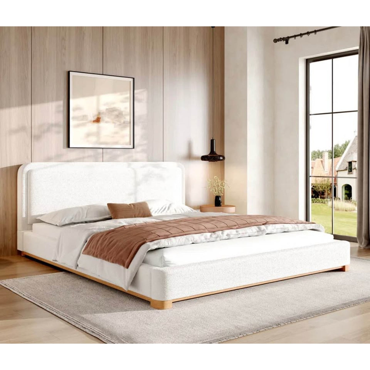 Circle 55 King Upholstered Platform Bed – Delphi Fabric | New Open Box - Delivery Available