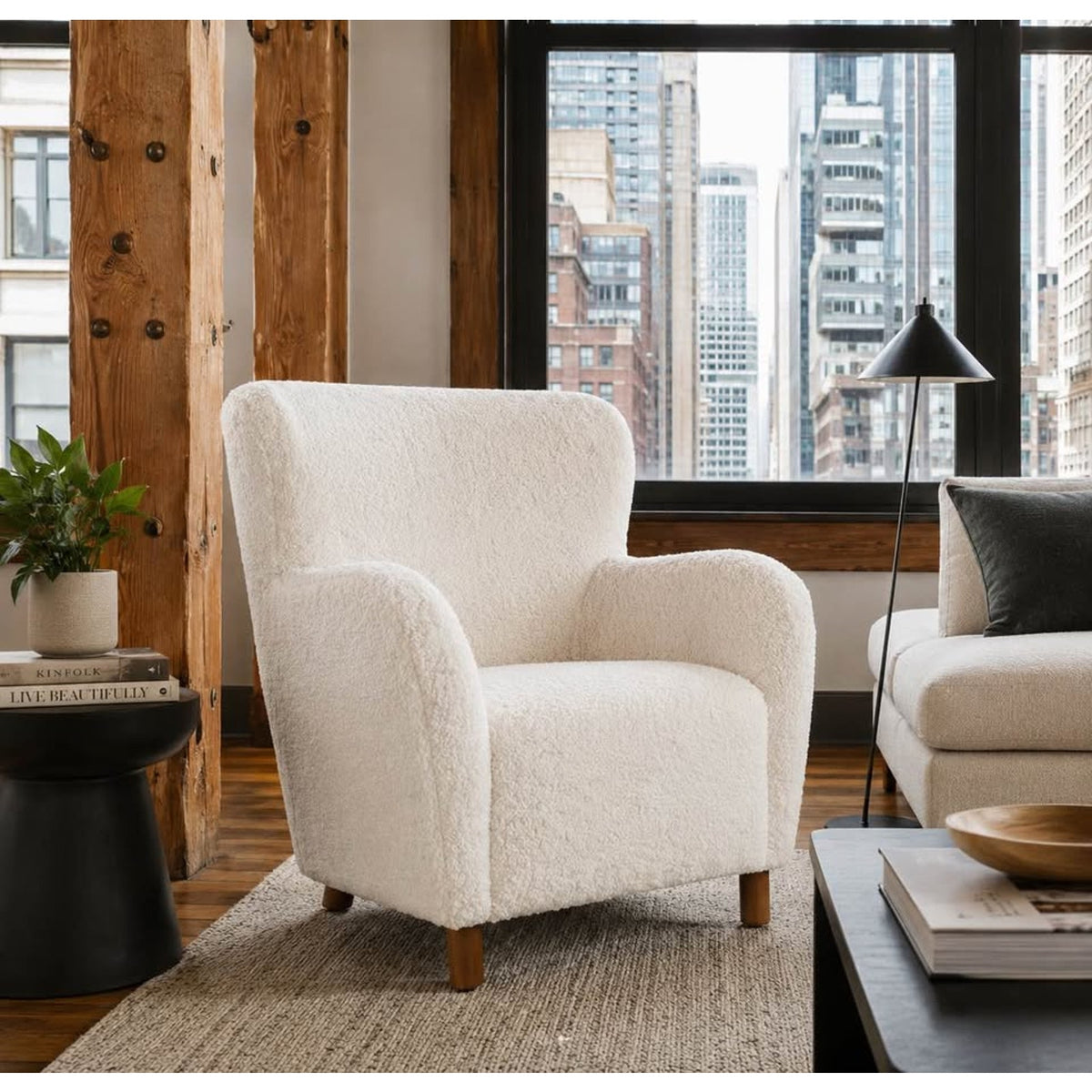 Article Archie Shearling Accent Lounge Chair – White Open Box $700 Retail Delivery Available