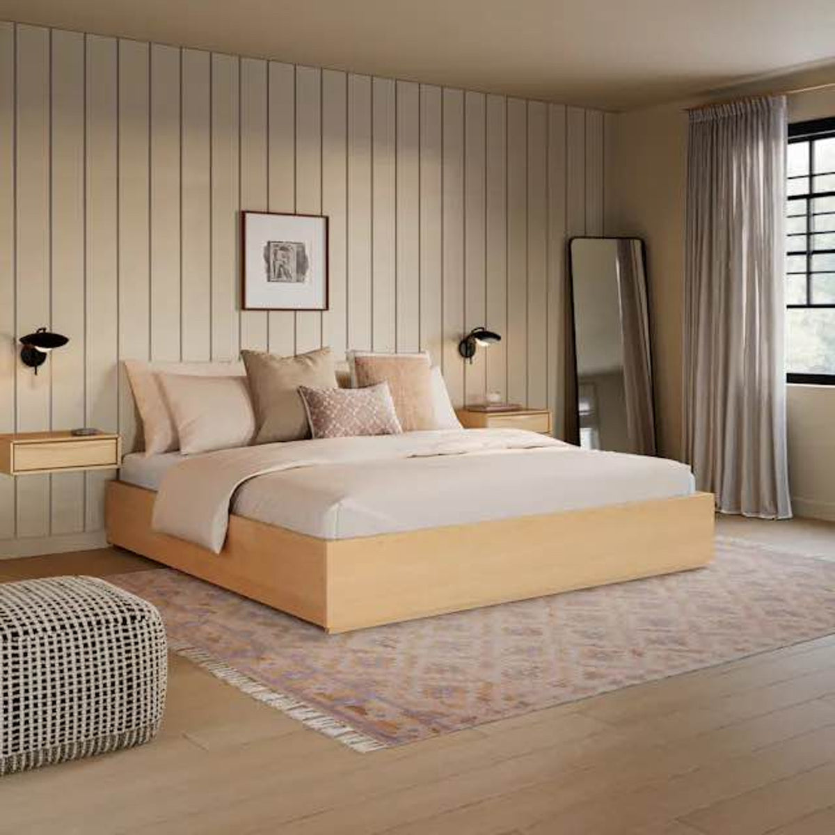 Article | King Platform Storage Bed | Leif - White Oak | $1500 Retail Open Box - Delivery Available