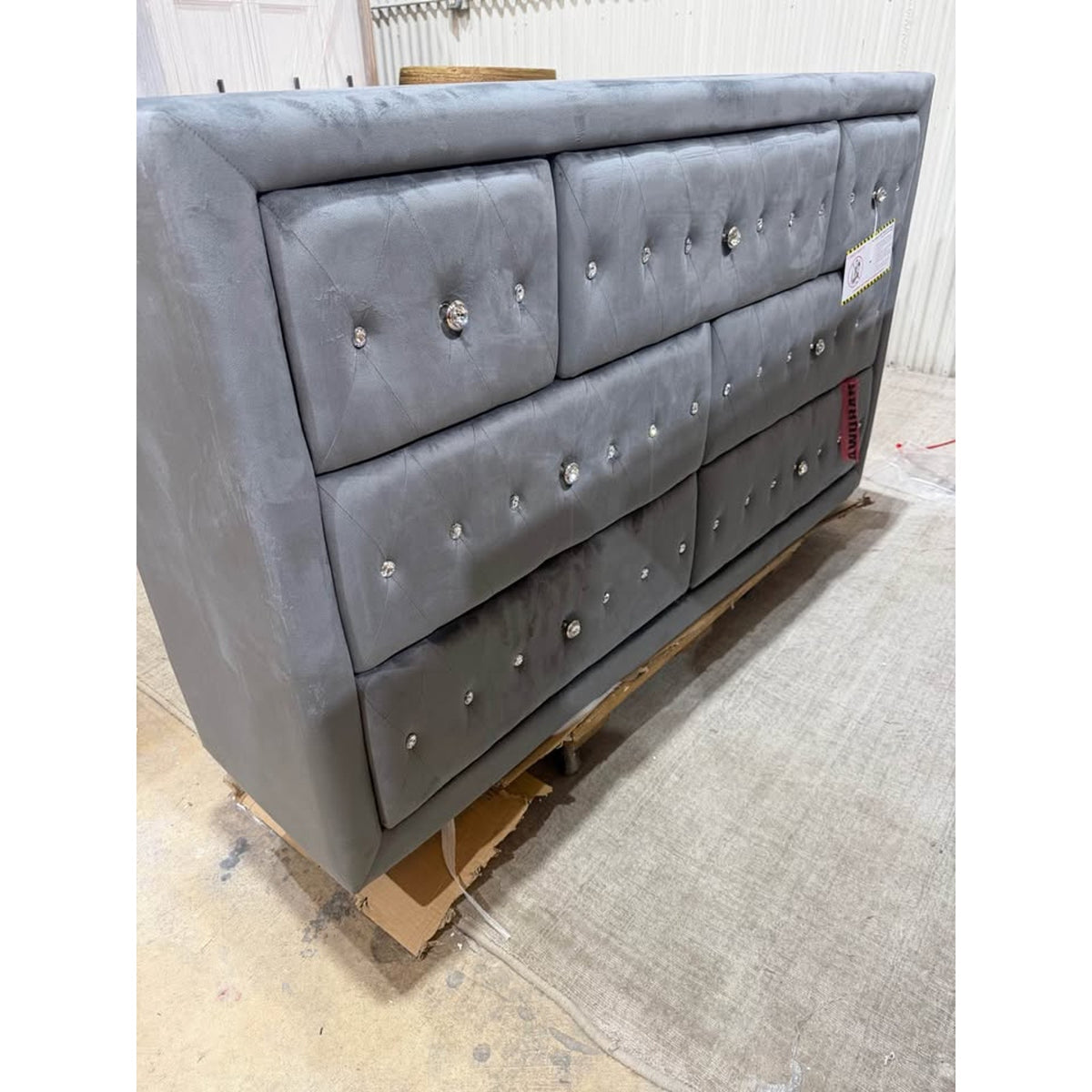 Matrix Furniture Group Sophia Gray Velvet 7-Drawer Dresser – $729 Retail open box - Delivery Avail