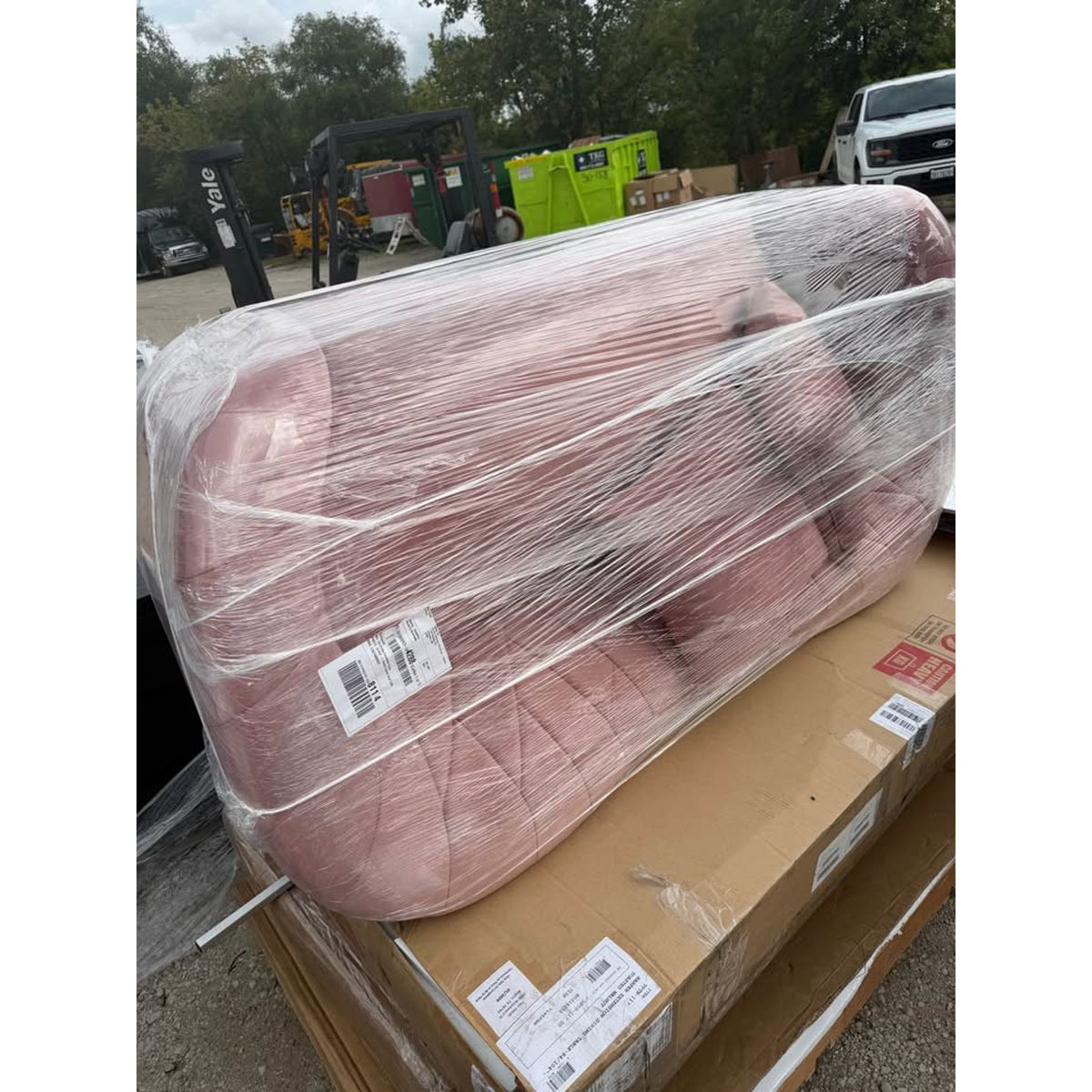 New Rose Pink Velvet 70” Loveseat – Retail $1,182 – Delivery Available