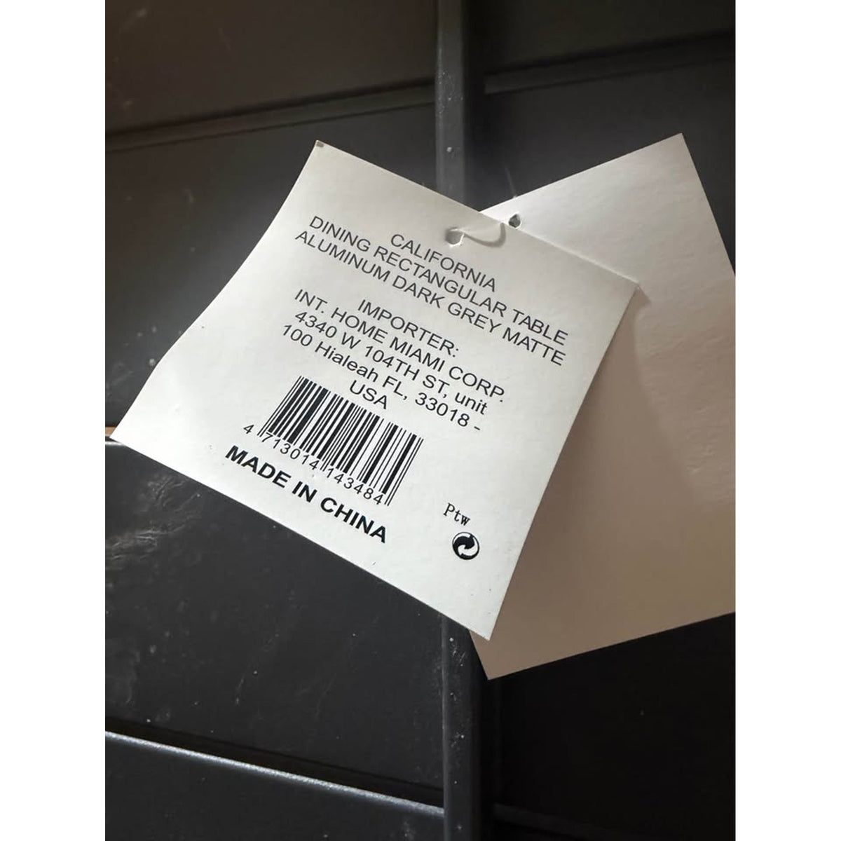 Atlantic Lifestyle California Outdoor Aluminum Dining Table – Dark Gray Matte – New Open Box