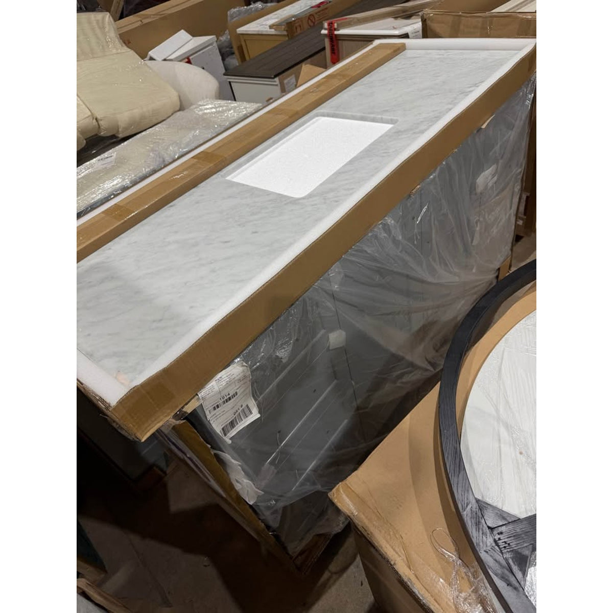 Brand New 60” Gray Bathroom Vanity with Carrara Marble Top | $1400+ Retail - Delivery Available