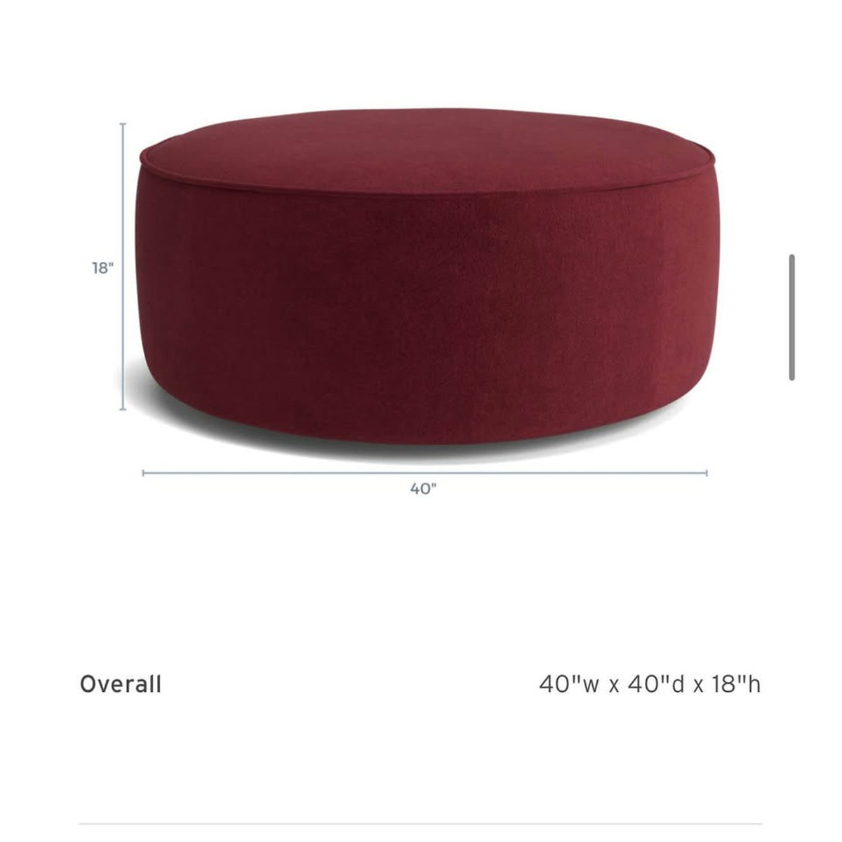Joybird Cullen Cocktail XL Ottoman – Royale Evergreen Velvet | New Open Box - Delivery Available
