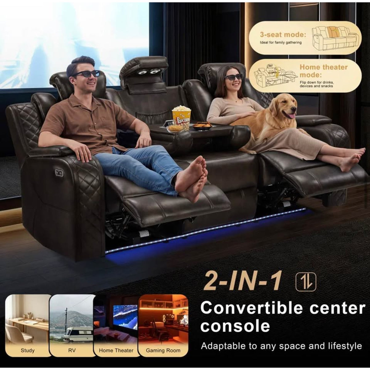 New Brown 83” Power Reclining Sofa – Ivy Bronx Lamica $2,460 Retail – Delivery Available